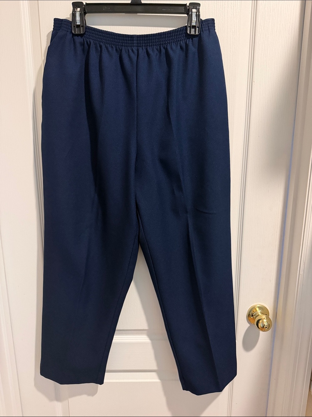 Alfred Dunner Navy Elastic-Waist Womens Dress Pants